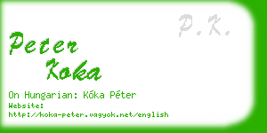 peter koka business card